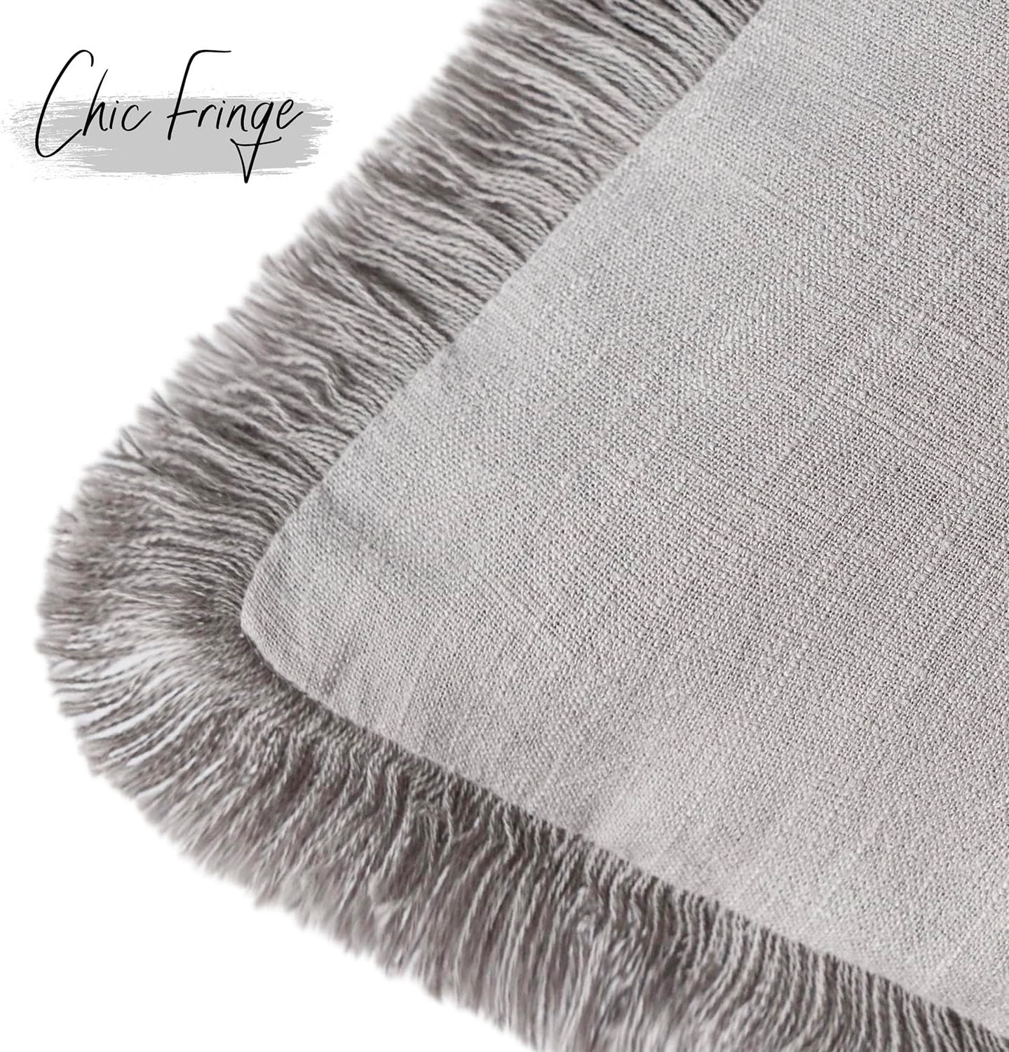 Foindtower Set of 2 Decorative Linen Fringe Throw Pillow Covers Cozy Farmhouse Cushion Cover with Tassels Accent Pillowcase for Couch Bed Living Room Home Bedroom Decor,12×24 Inch,Light Rustic Gray