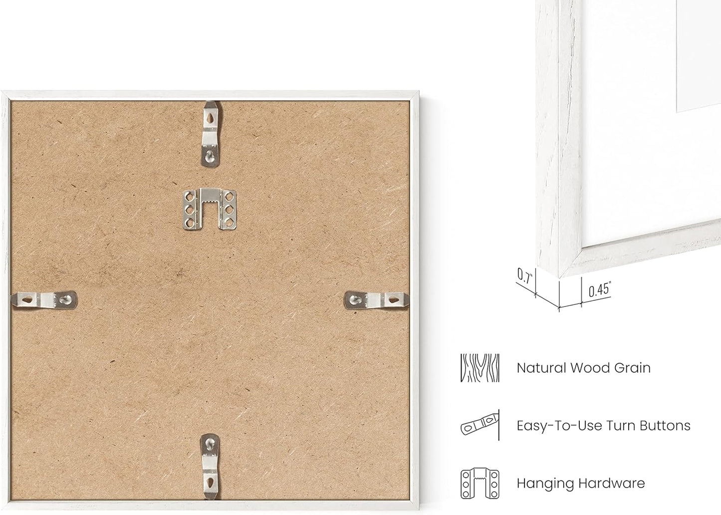 HAUS AND HUES White Square Frames Set of 4-8x8