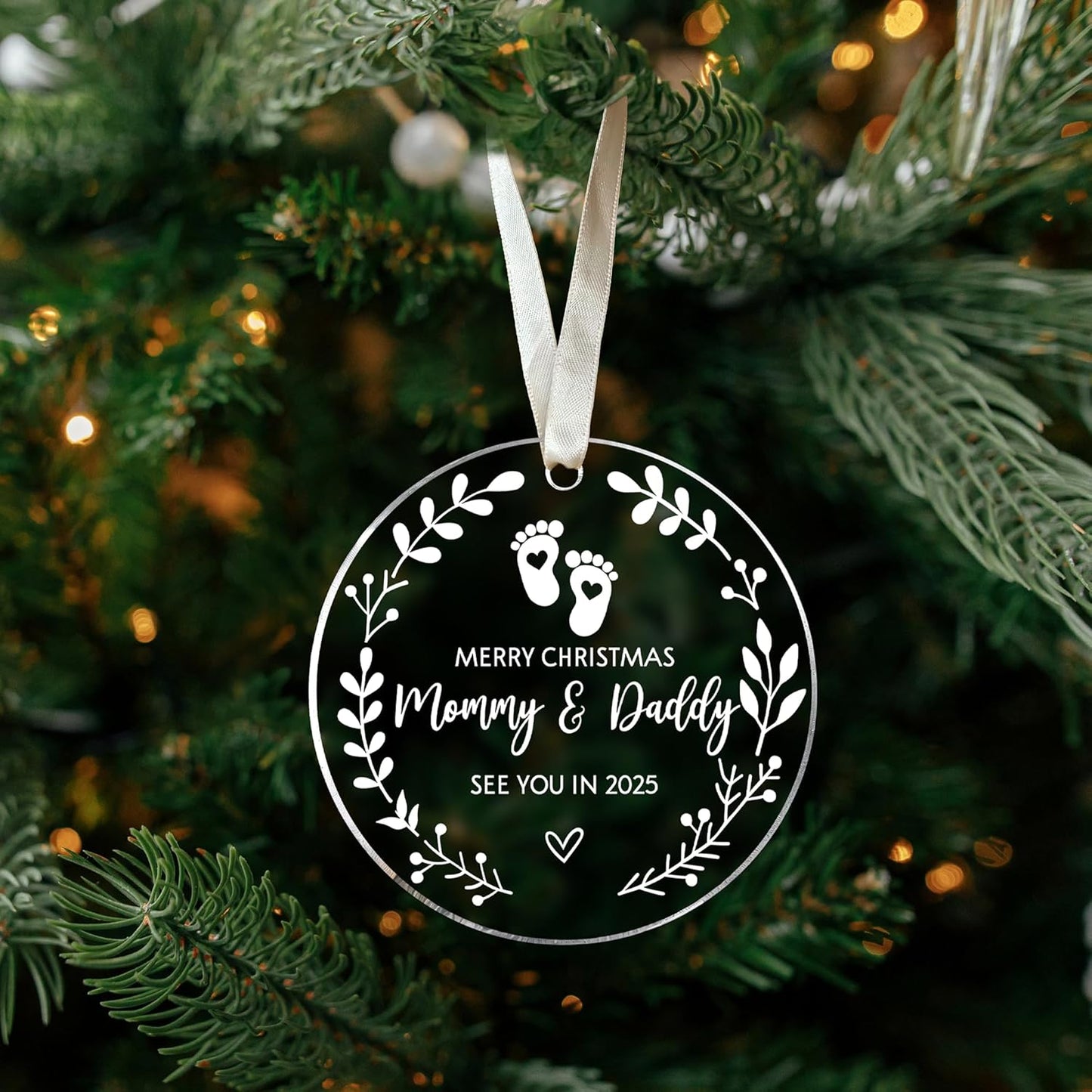 Gifts for Expecting Parents - Expecting Parents to Be Unique Gifts - Baby Pregnancy Announcement Ornaments for Family, Husband - Baby Ornament 2025 - Acrylic Ornament
