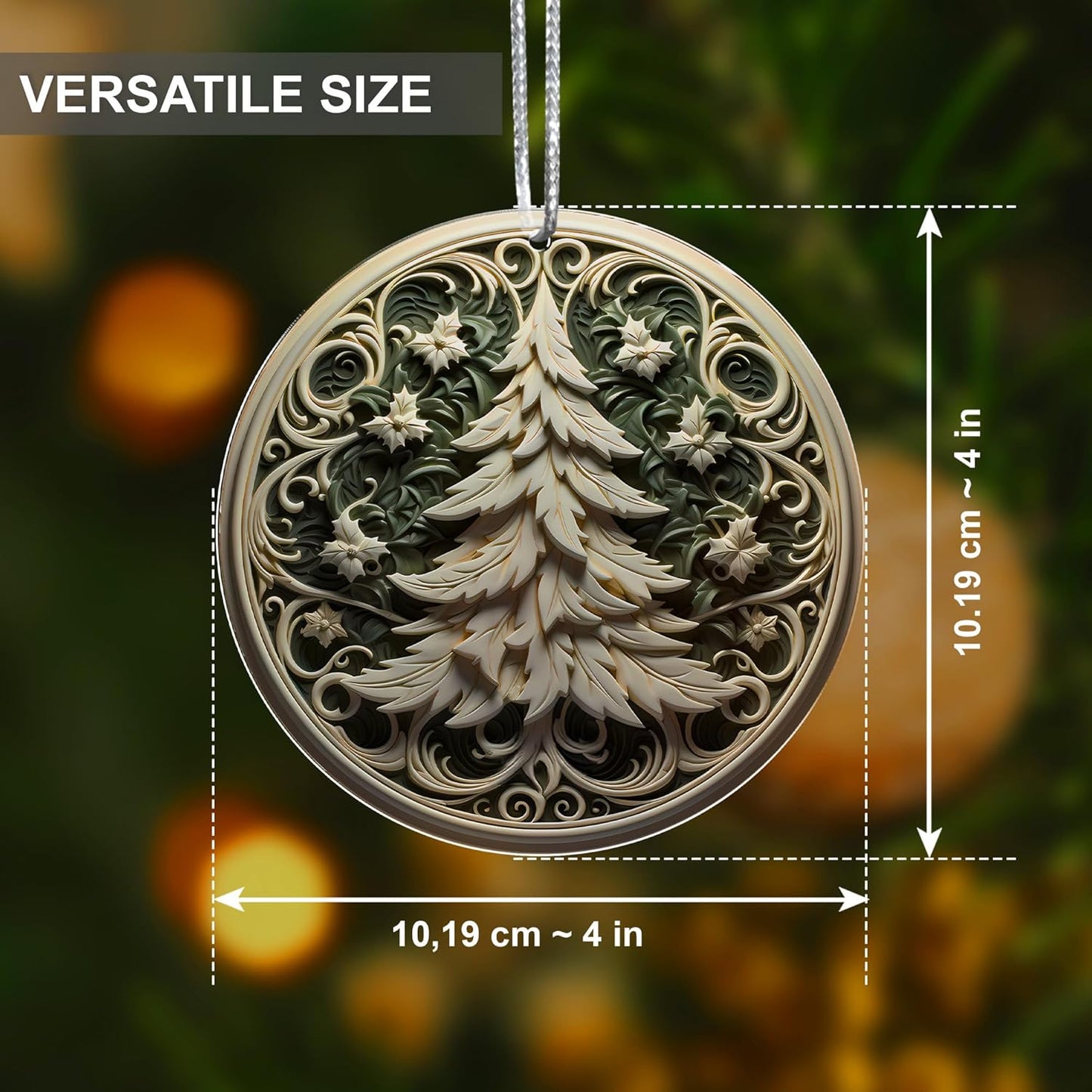 Jabihome Christmas Ornaments 2025, Exchange for Women, Men, Collectible Dated Year Ornaments for Tree, Unique Acrylic Suncatcher, Printed Stained Glass Effect Decor (Swirl Pine)
