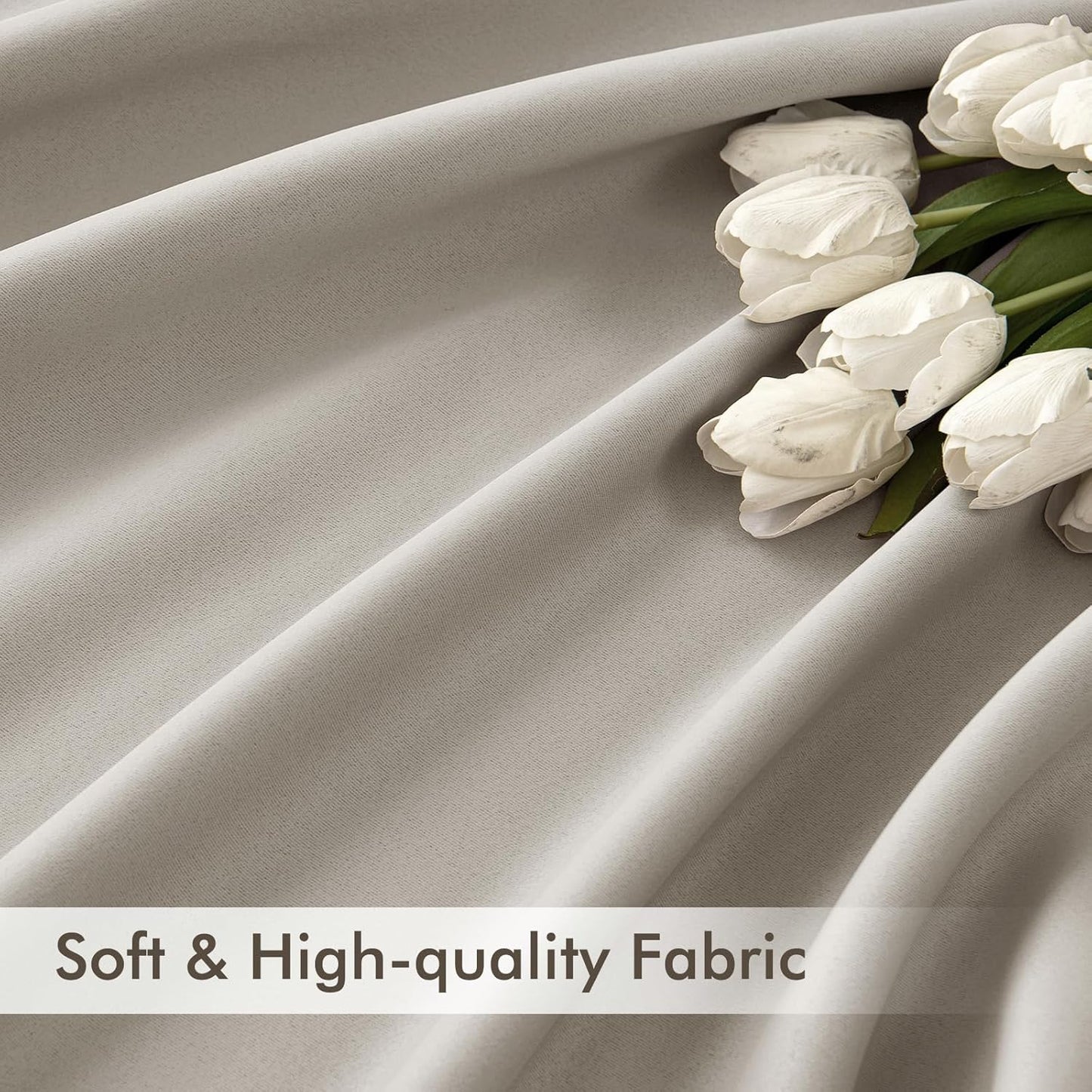 MIULEE Stone Back Tab Blackout Curtain 96 Inch Long 2 Panels Set for Bedroom, Rod Pocket/Pinch Pleat Thermal Insulated Living Room Darkening Pleated Light Blocking Floor to Ceiling Drape