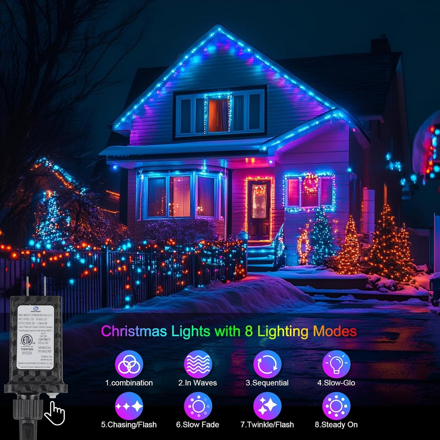 98.5FT 300LED Christmas Lights Plug in,Multi-Color Waterproof Fairy Lights with Timer/8 Modes,Christmas Tree Lights Lighting Outside Indoor Garden Party Wedding Christmas Tree Decoration