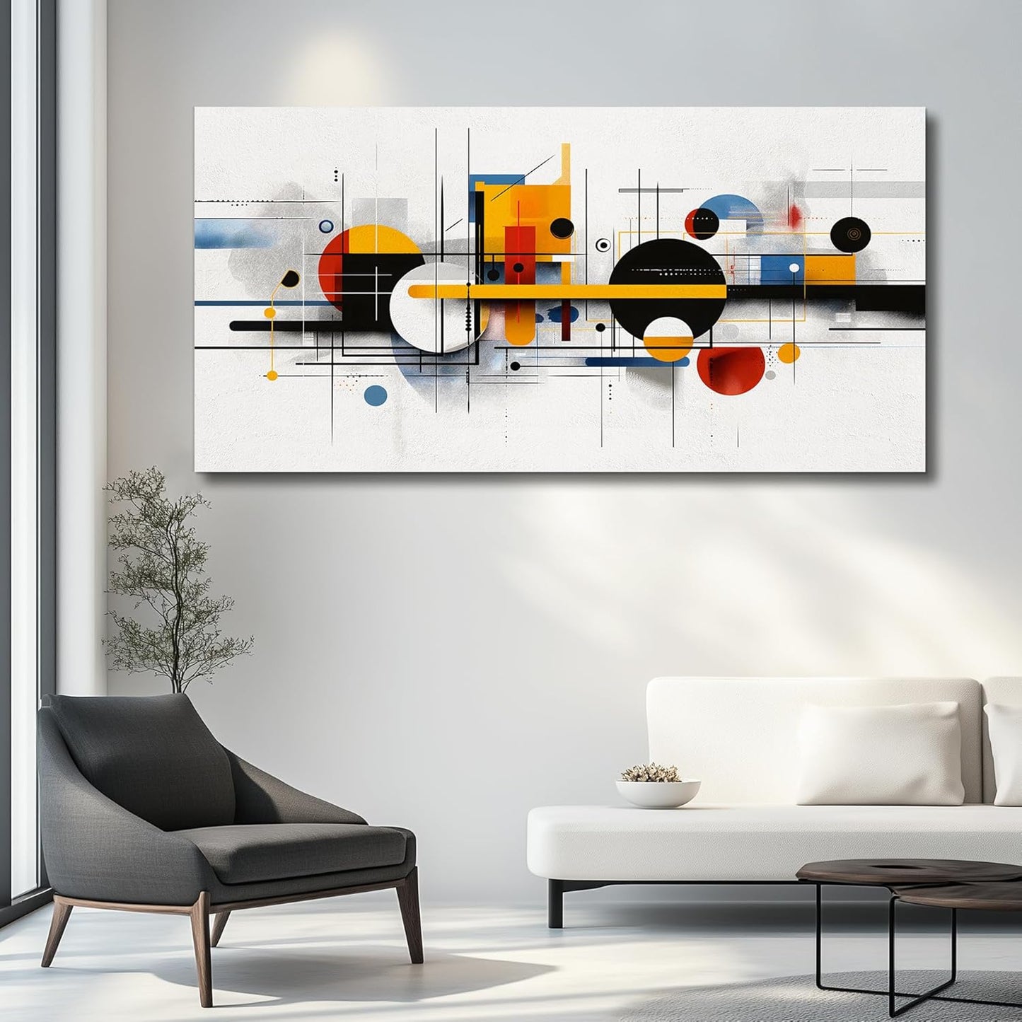 Large Wall Decor for Living Room Canvas Wall Art for Office Wall Decorations for Bedroom Color Line Painting Artwork Room Home Decor 24x48 in