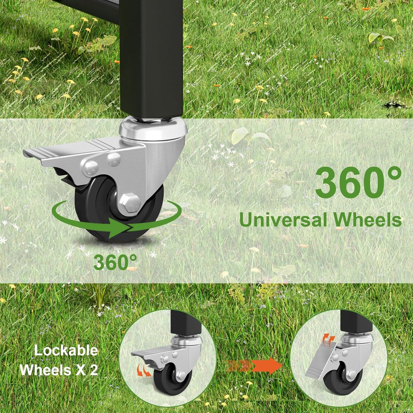 Himix Folding Grill Cart, 3 Tier Outdoor Grill Table with Side, 4 Hooks, Pizza Oven Cooking Prep Table, Portable Outdoor Bar Cart Grill Station