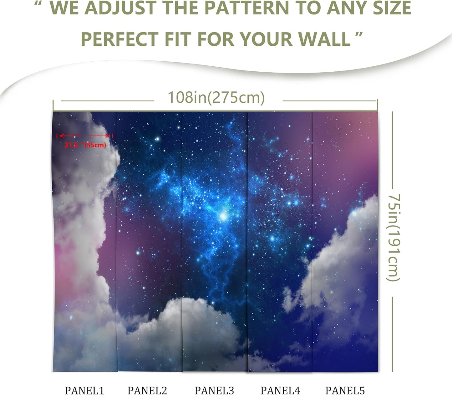 Galaxy Starry Cloud Wallpaper for Ceiling Purple Starry Sky Wall Mural Living Room Bedroom（Not Peel n' Stick）