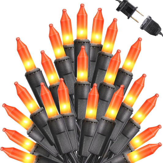 Toodour Orange Halloween Lights, 75ft 300 Count Incandescent Halloween String Lights, UL Certified Connectable Mini Bulbs Orange String Light for Home, Garden, Porch, Party, Indoor Decorations