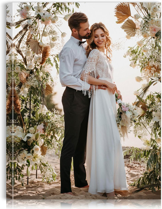 Custom Canvas Prints with Your Photos - Personalized Pictures Print, Customized Photo Gifts, Wall Art Poster Canvas Printing for Wedding, Family, Baby, Pets, Home Office Decor, Wrapped Frame