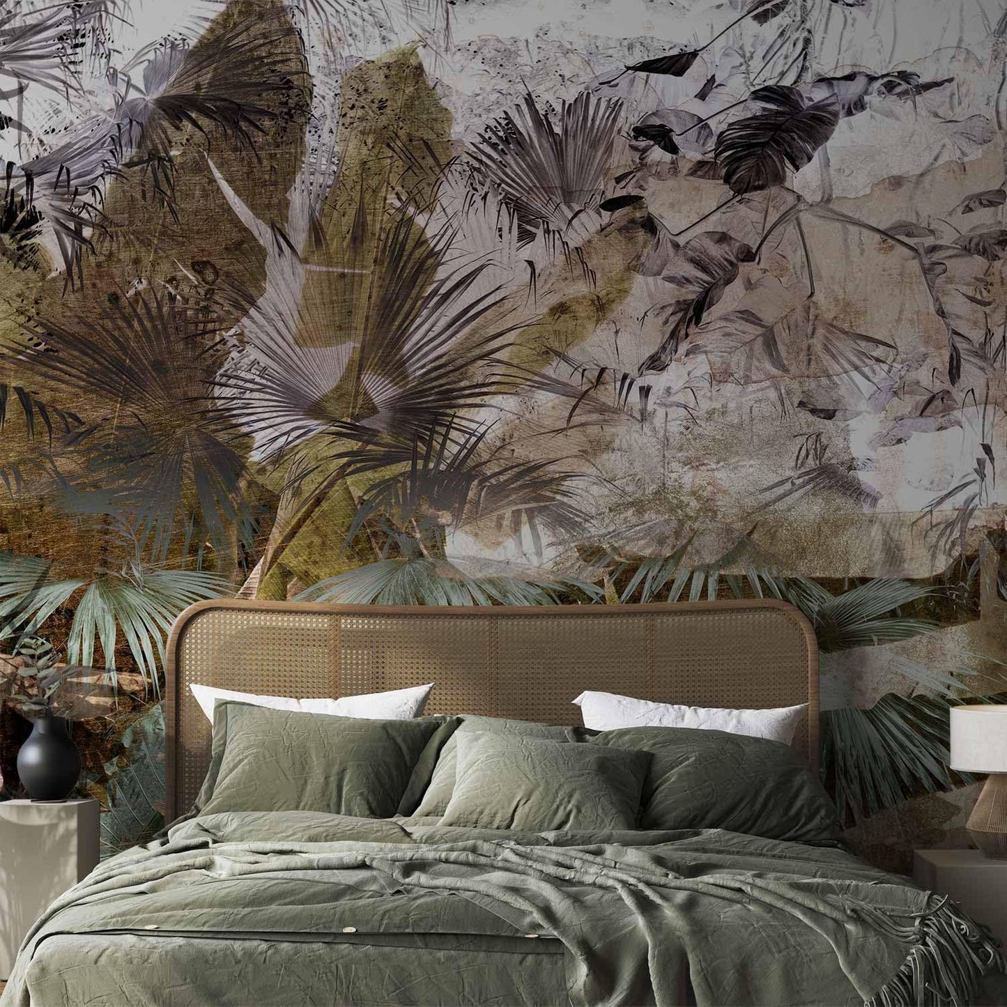 artgeist Premium Wall Mural Tropical Leaves 138x101 in - XXL Non-Woven Wallpaper Fleece Wall Decor Photo Print Picture Image Design Jungle Nature Palm Leaves Like Painted b-C-0789-a-a