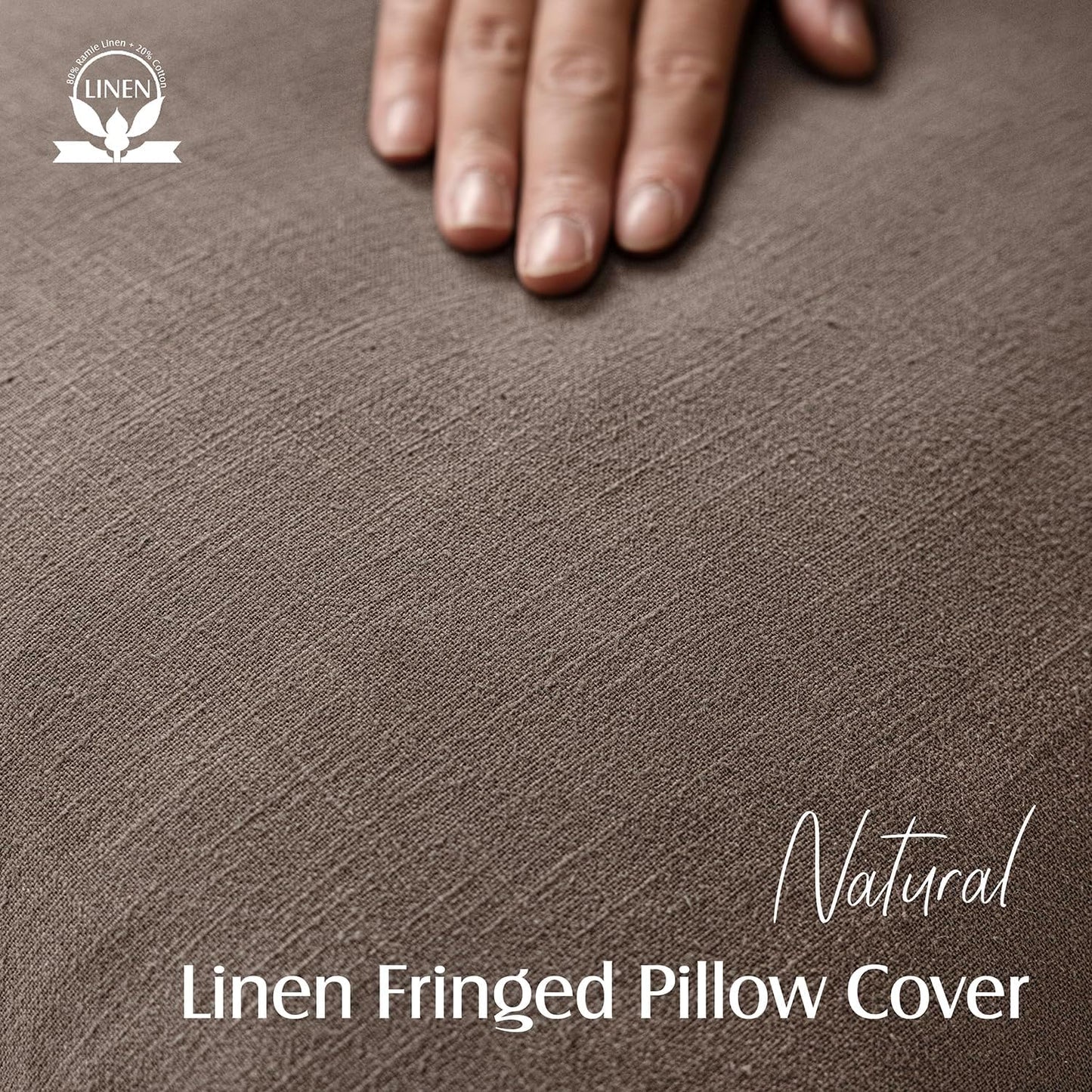 Foindtower Set of 2 Decorative Linen Fringe Throw Pillow Covers Boho Farmhouse Cushion Cover with Tassels Soft Accent Pillowcase for Couch Sofa Bed Living Room Home Decor,26×26 Inch,Light Coffee