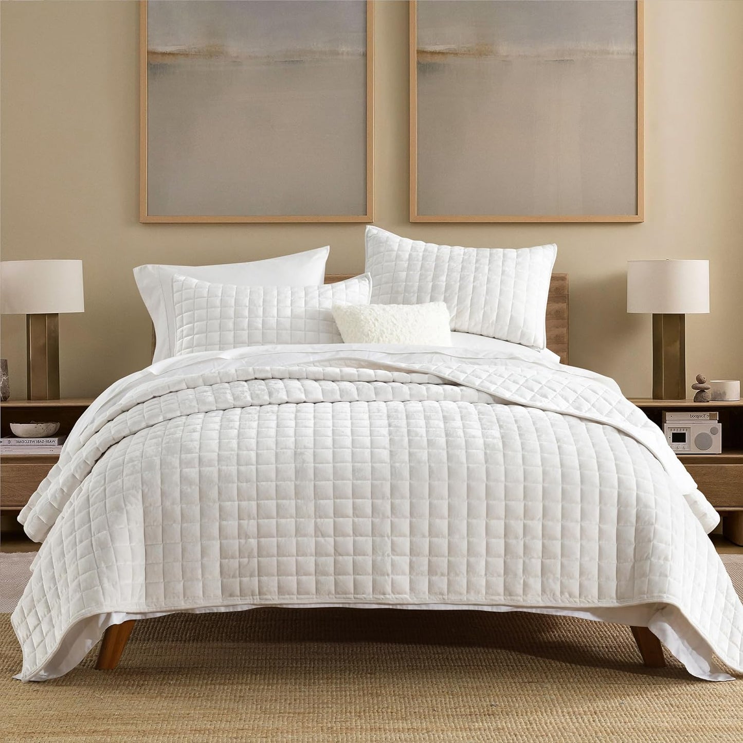 Secgo King Comforter Set for Bed - Velvet Quilts King Size, Black Bedspreads (98 * 106 Inch) with 2 Pillow Shams, Patchwork Reversible Lightweight Bedding