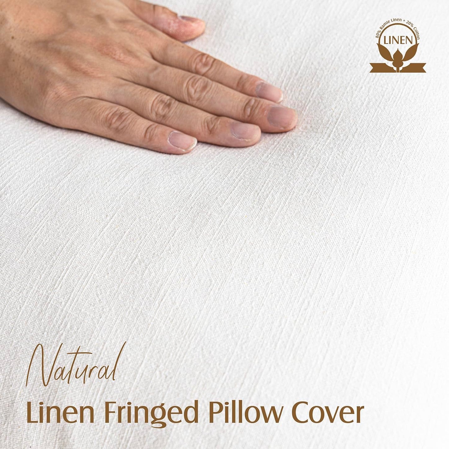 Foindtower Set of 2 Decorative Linen Fringe Throw Pillow Covers Cozy Boho Farmhouse Cushion Cover with Tassels Soft Accent Pillowcase for Couch Sofa Bed Living Room Home Decor,18×18 Inch,White