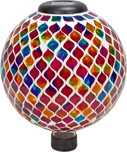 Sunnydaze 10-Inch Solar Gazing Ball for Garden - Glass Outdoor Gazing Globe - Summer Trellis