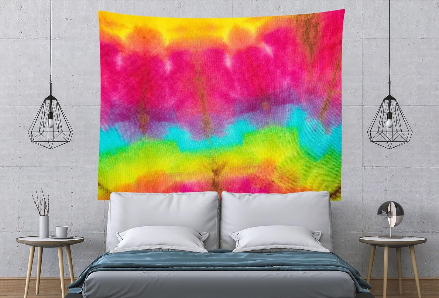 BELECO Tie Dye Tapestry Wall Hanging 60x40 Inch Fabric Tie Dye Color Texture Background Tapestry Groovy Sign Rainbow Tapestry Hippie Tie Dye Tapestries for Bedroom Living Room Dorm Decor