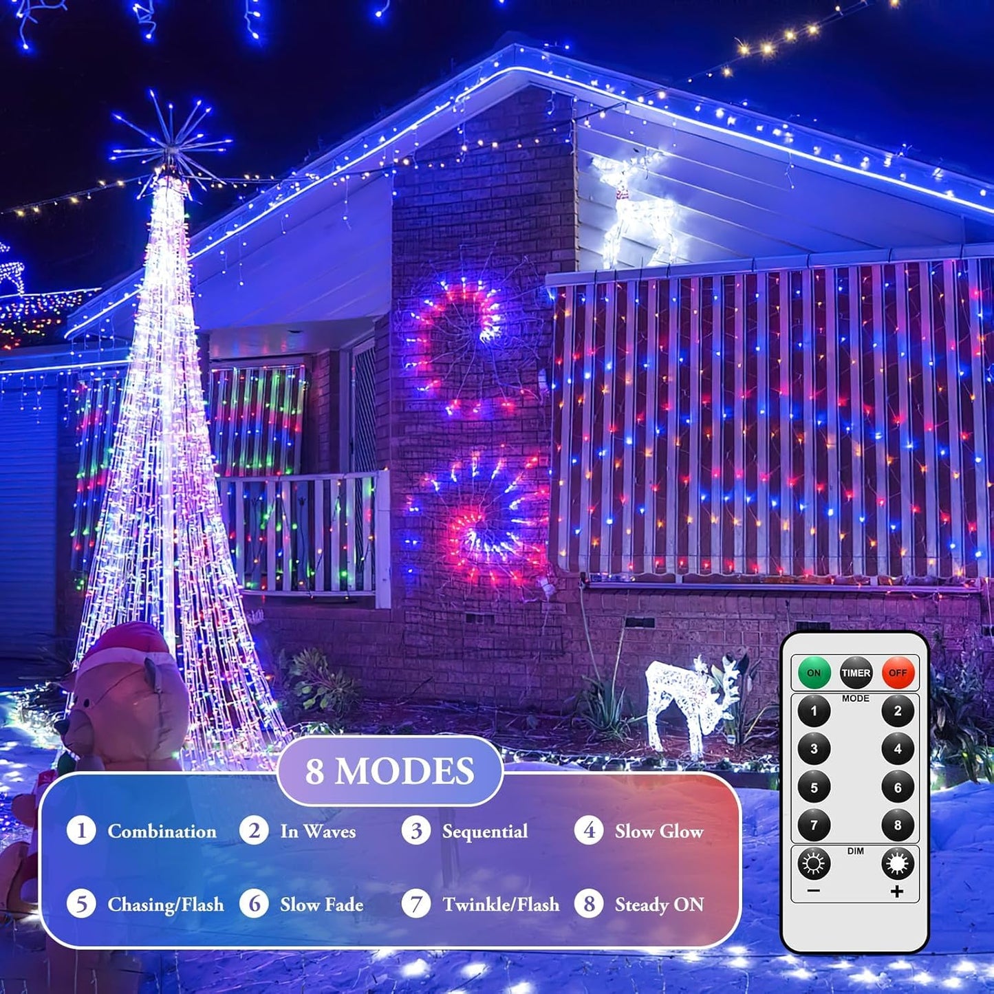 4 Pack 100 LED Fairy Lights Battery Operated with Timer & Remote, 33FT Waterproof Twinkle Lights Indoor Outdoor, Fairy String lights for Bedroom Classroom DIY Wedding Christmas Decorations, Multicolor