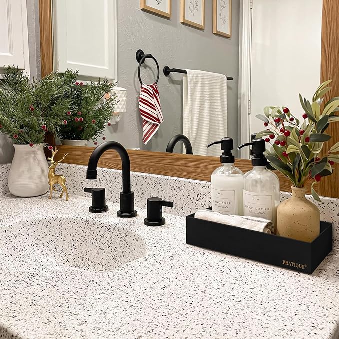 Bamboo Drawer Organizer - Kitchen Utensil Organizer Silverware Tray Cutlery Holder，Office Desk Supplies and Accessories,8.9 * 3 * 2.6inch,Black