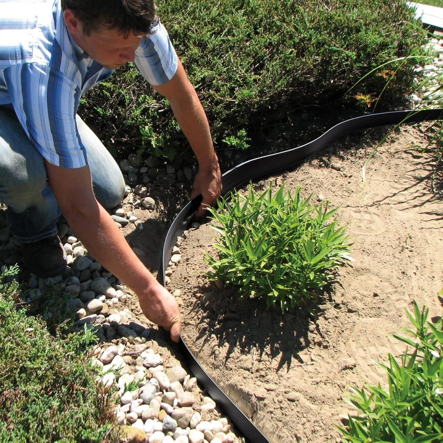 Greaner 40FT Garden Edging, 4 Inch Tall No Dig Landscape Edging, Heavy Sturdy Flower Bed Edging Borders, Yard Edging Borders Flexible for Lawn, Landscaping, Garden, Pathway（Black）