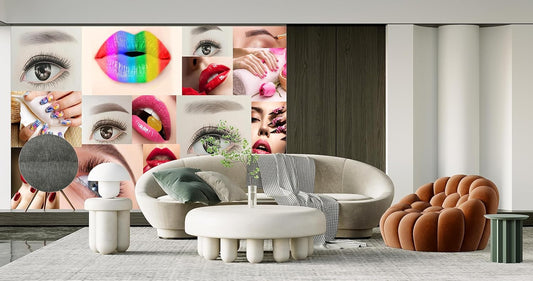 Beauty Salon Nail Enhancement Lipstick Eyelashes Wall Mural Wallpaper 137" x 100"
