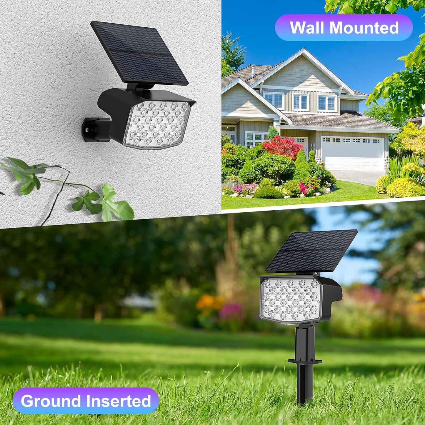 WELALO Solar Color Changing Spot Lights Outdoor, Waterproof Solar Christmas Lights with 9 Modes, Multicolor RGB Landscape Spotlights for Garden Yard Driveway Lawn Patio Pathway Decorations, 6 Pack