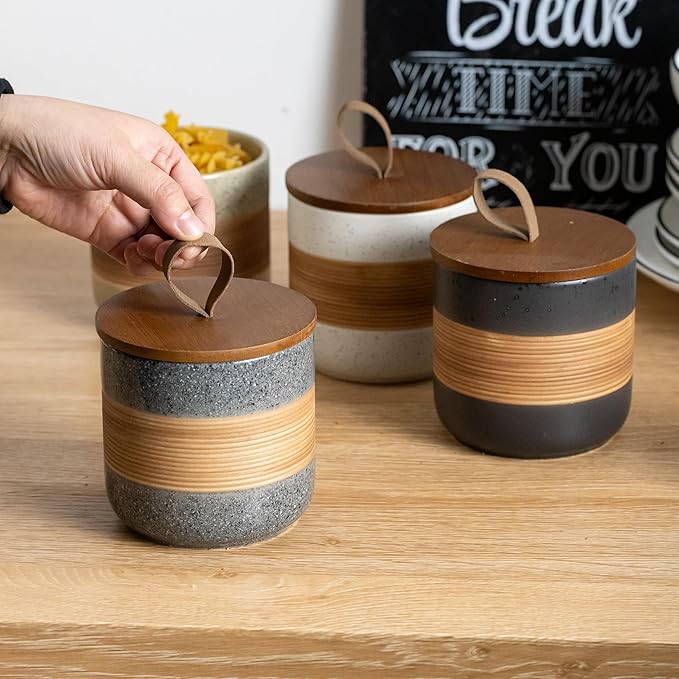 Spice Jars with Airtight Lid, Coffee Container Canister Kitchen Food Storage Jars for Spice Sugar Tea Bag, Stackable Decorative Jars for Countertop, Grey & 37oz