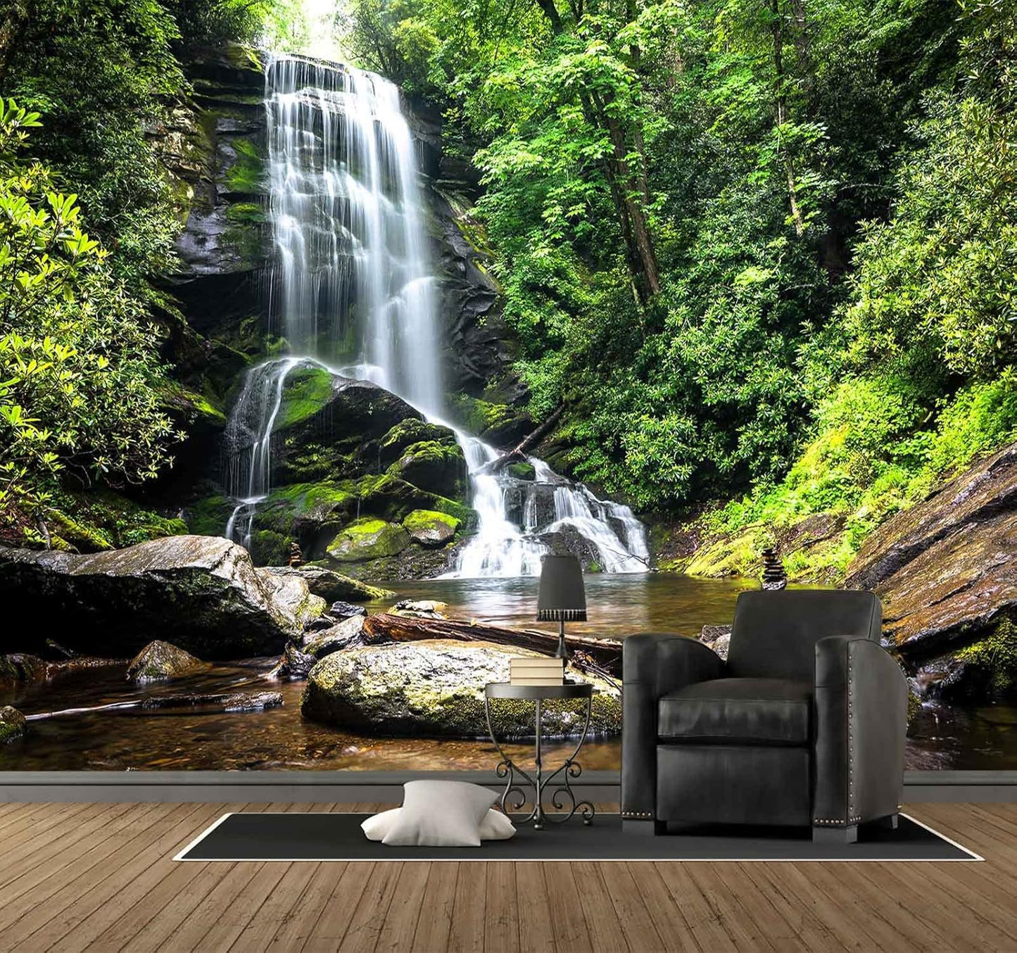 151''x105''Cascading Waterfalls in Forest Wall Mural Large Wallpaper Mural Wall Decor for Bedroom, Living Room, Kids Room(Not Self-Adhesive)