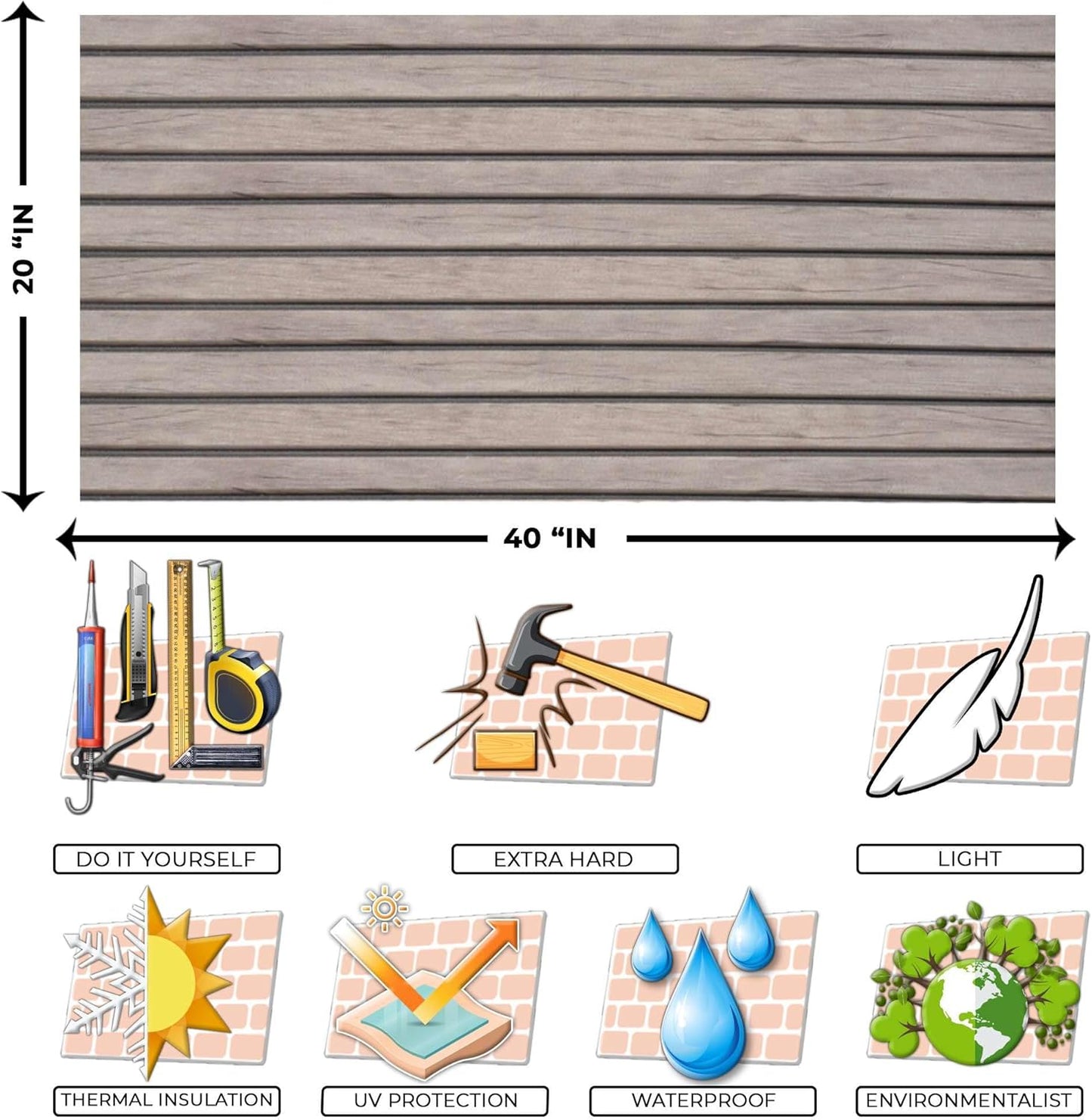 IZODEKOR 3D Wood Effect Wall Panels - Faux Wood Paneling for Living Room, Kitchen, Bathroom and More | Natural Wood Look | Easy Application | Shadow Touch (10" x 10")