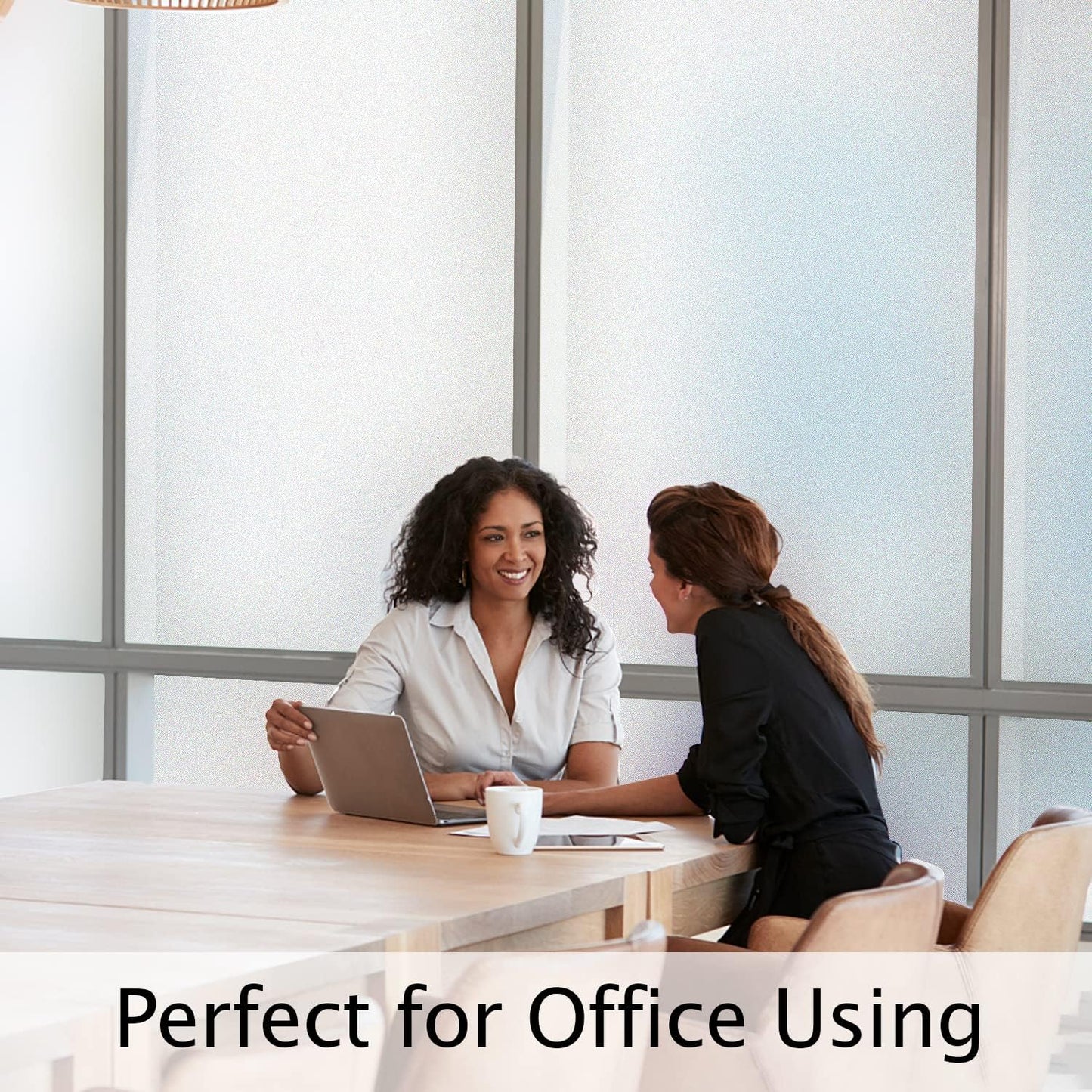 HIDBEA Frosted Window Privacy Film Heat Control UV Blocking, Static Cling Non-Adhesive Reusable Door coverings for Bathroom Home Office (Frosted 35.4 Inch x 16.4 Feet)