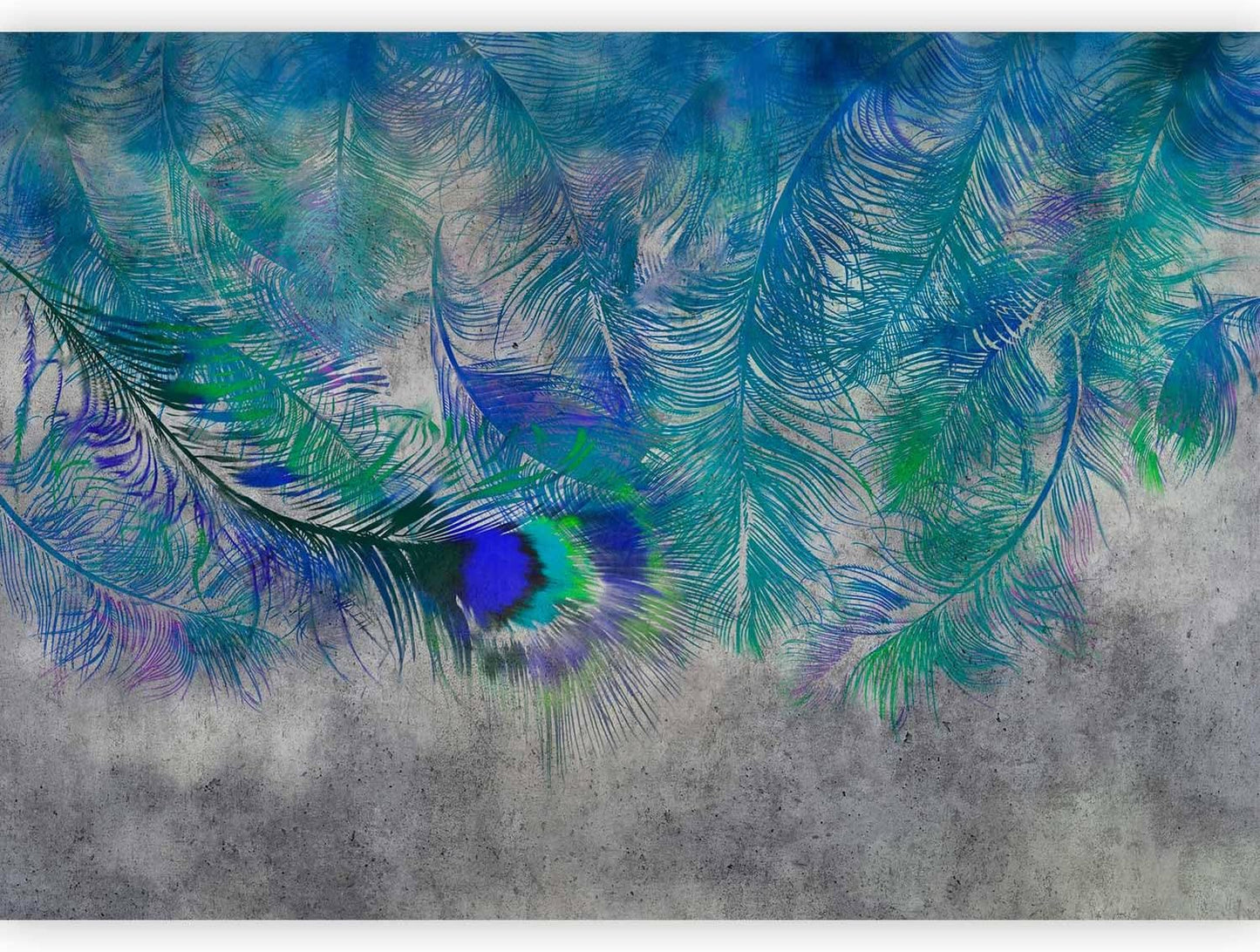 artgeist Wall Mural Cement Feather 98x69 in - XXL Non-Woven Wallpaper Fleece Wall Decor Photo Print Picture Image Design Landscape Colorful Abstract n-A-1488-a-a