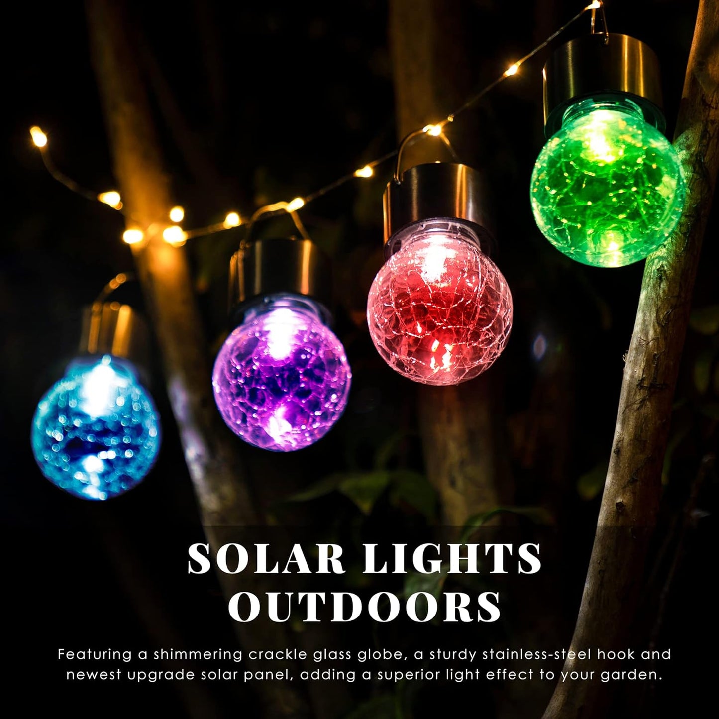 SOLPEX 12 Pack Solar Outdoor Lights Decorative, Hanging Solar Light Outdoor Solar Powered Waterproof Lights, Hanging Globe Light for Garden, Yard, Patio, Lawn, Flower Bed(Color Changing)