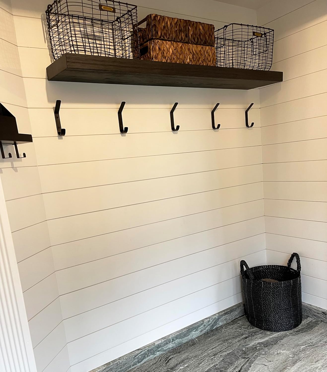 Joel's Antiques - 48 Inch Wooden Floating Shelves for Wall - 48x8x2 Inches - Made of Natural Wood - Long Heavy Duty Wall Shelves - Made in USA - Perfect for Living Room, Kitchen - Black