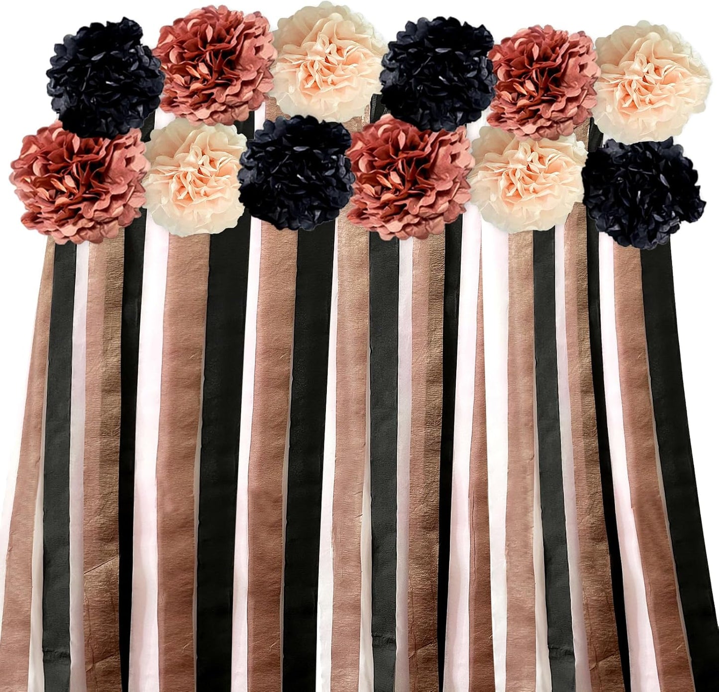Black Pink Party Streamers Decorative Paper Pompoms for Sweet Cool Party Background, Birthday, Bachelor Party, Baby Shower, Ceiling Wall Hanging