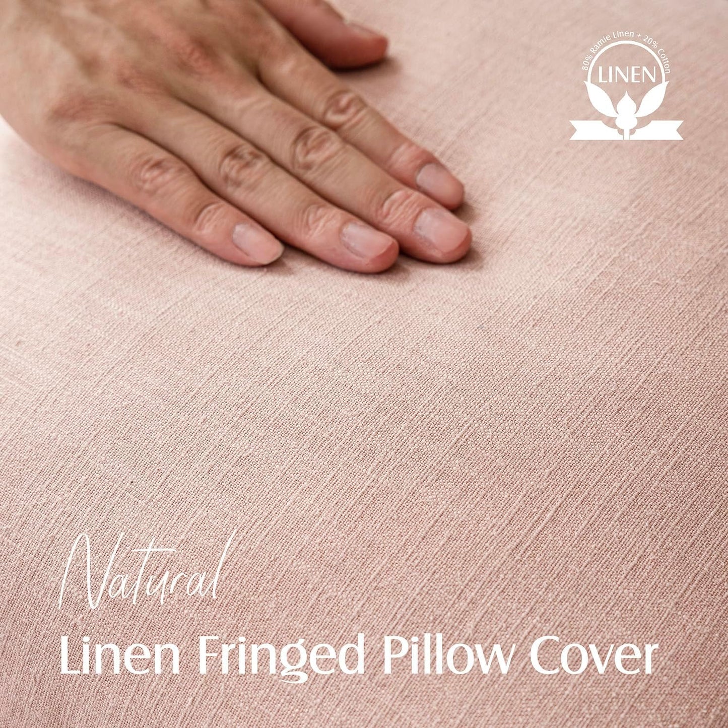 Foindtower Set of 2 Decorative Linen Fringe Throw Pillow Covers Boho Farmhouse Cushion Cover with Tassels Soft Accent Pillowcase for Couch Chair Sofa Bed Living Room Home Decor,24×24 Inch,Light Pink