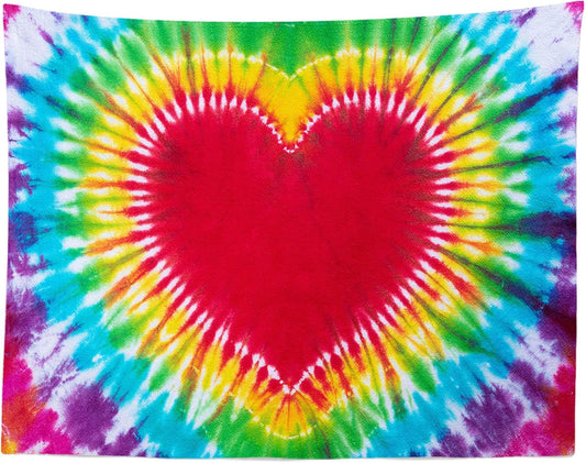 Loccor 15x10ft Tie Dye Tapestry Heart Sign Tie-Dye Abstract Wall Hanging Bedroom Aesthetic Colorful Room Decor Party Backdrop for Bedroom Living Room Dorm Decor （Pattern Painted on Polyester Fabric）
