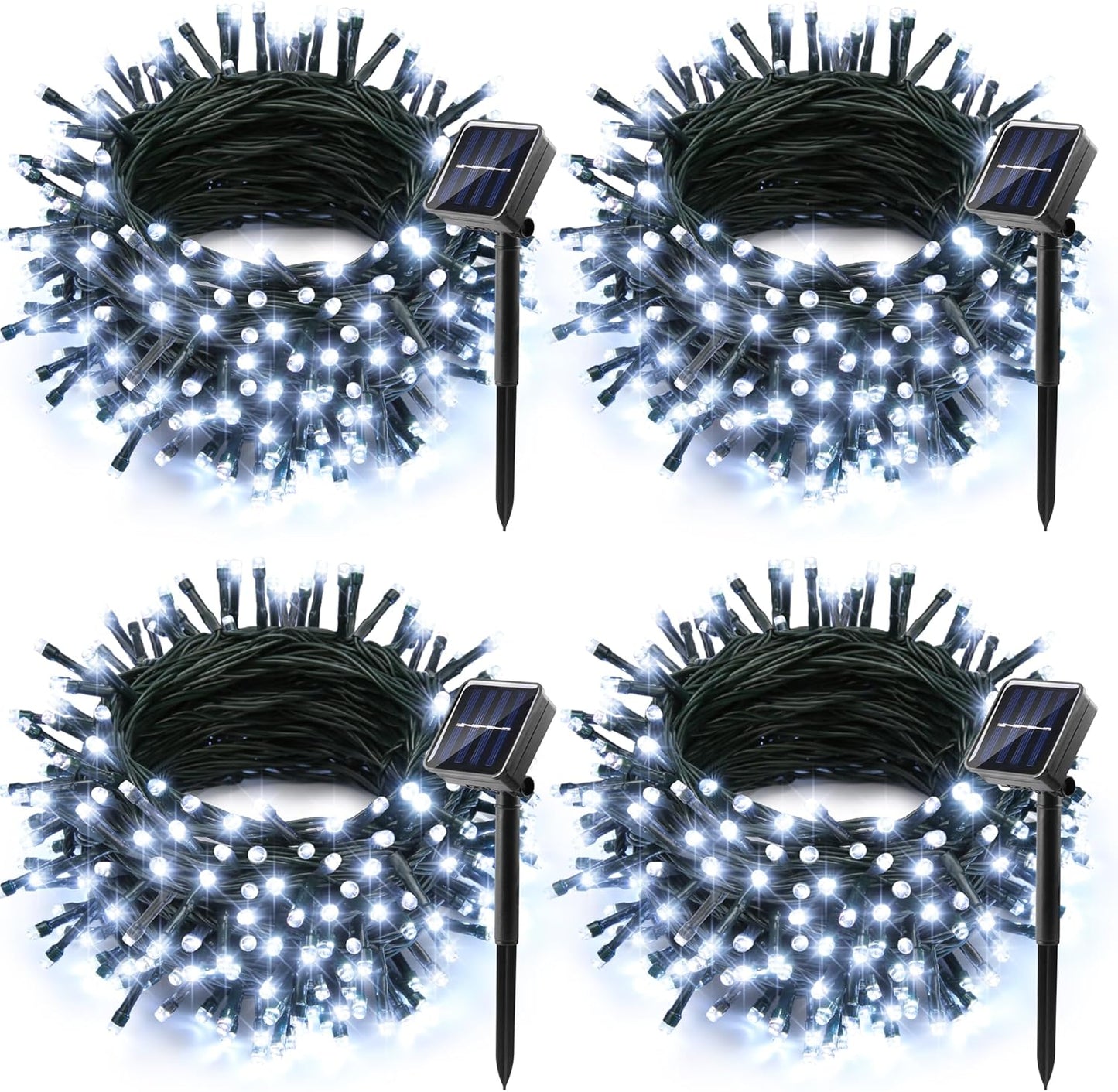 Joomer Solar Christmas Lights Outdoor 4 Pack Total 156FT 400LED 8 Lighting Modes Solar String Lights Waterproof Fairy Tree Lights for Garden Yard Patio Christmas Decoration (White)