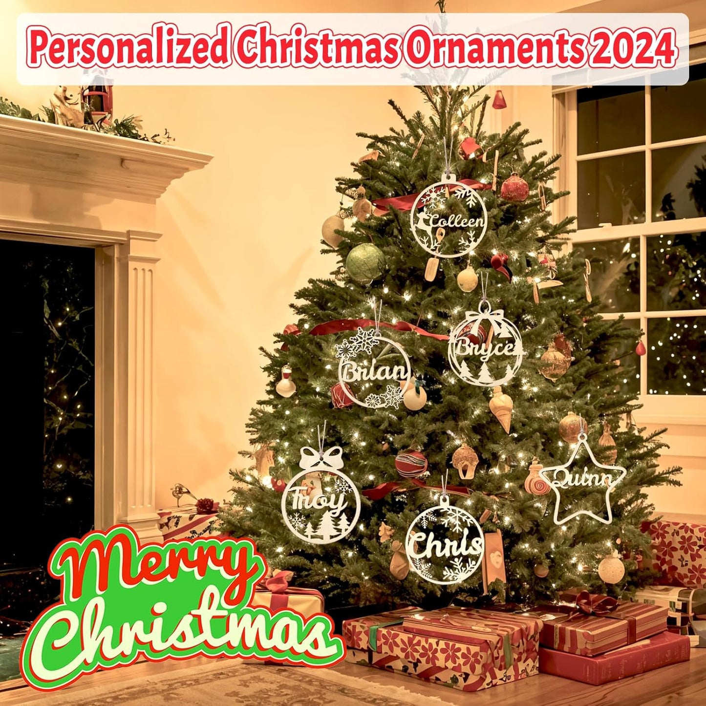 Personalized Christmas Ornaments 2025 with Names Custom Christmas Wooden Ornaments Personalized Paw Ornament Gifts