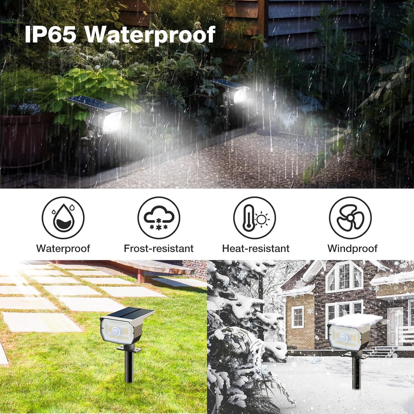[ 8 Pack/56 LED ] Solar Lights Outdoor Motion Sensor, Spot Landscape Lighting with 3 Modes, Waterproof Spotlights Dusk to Dawn for Outside Yard Tree Garden Pathway Sidewalk Driveway, Cool White