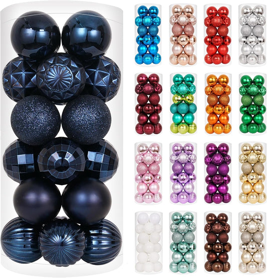 XmasExp 24ct Christmas Ball Ornaments Shatterproof Christmas Ornaments Set Decorations for Xmas Tree Balls 40mm/1.57"(1.57'', Diamond Blue)