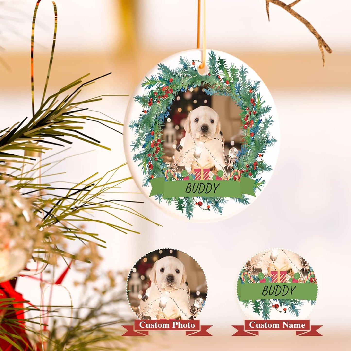 Personalized Dog Photo Ornament - Custom Pet Christmas 2025, Puppy 1st Xmas Gifts, Christmas, Lovers Gift for Tree Decoration by Bemaystar