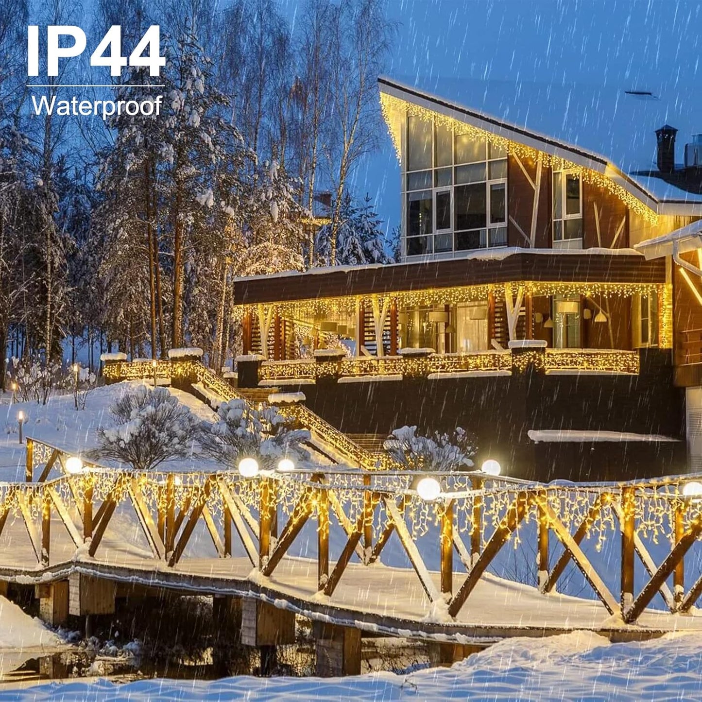 Brightown Icicle Lights Outdoor, 2 Packs Total 132Ft with 276 Drops, 1472 LED Icicle Christmas Lights with Timer, Warm White