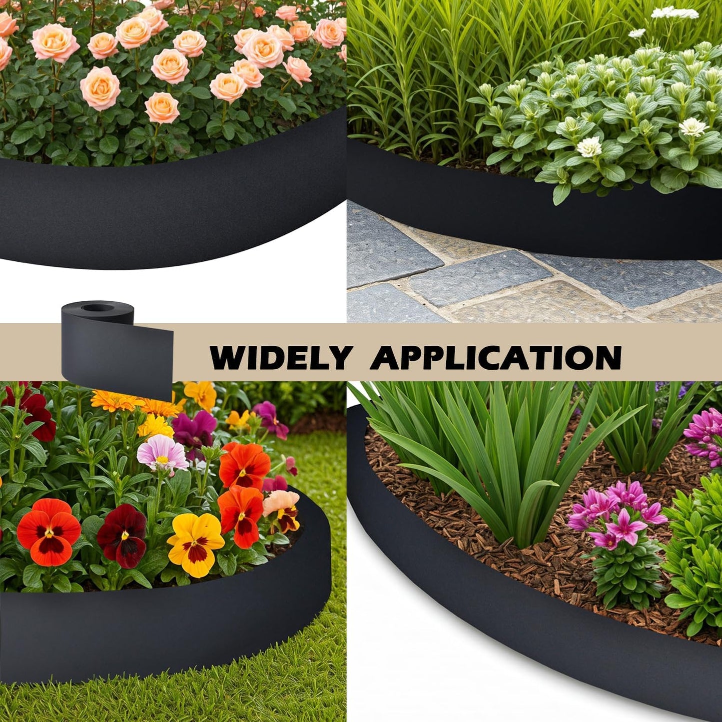 40ft Landscape Garden Edging 7.5 Inch Tall, Dark Gray