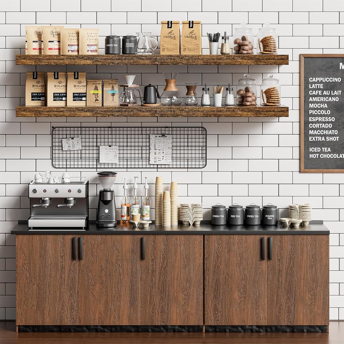 Floating Shelves for Wall 48 Inches Long,9.3" Deep Rustic Brown Floating Shelf Set of 2,Wall Mounted Wood Shelves for Bathroom Bedroom Living Room Kitchen Office,Shelf for Books Storage Room Decor