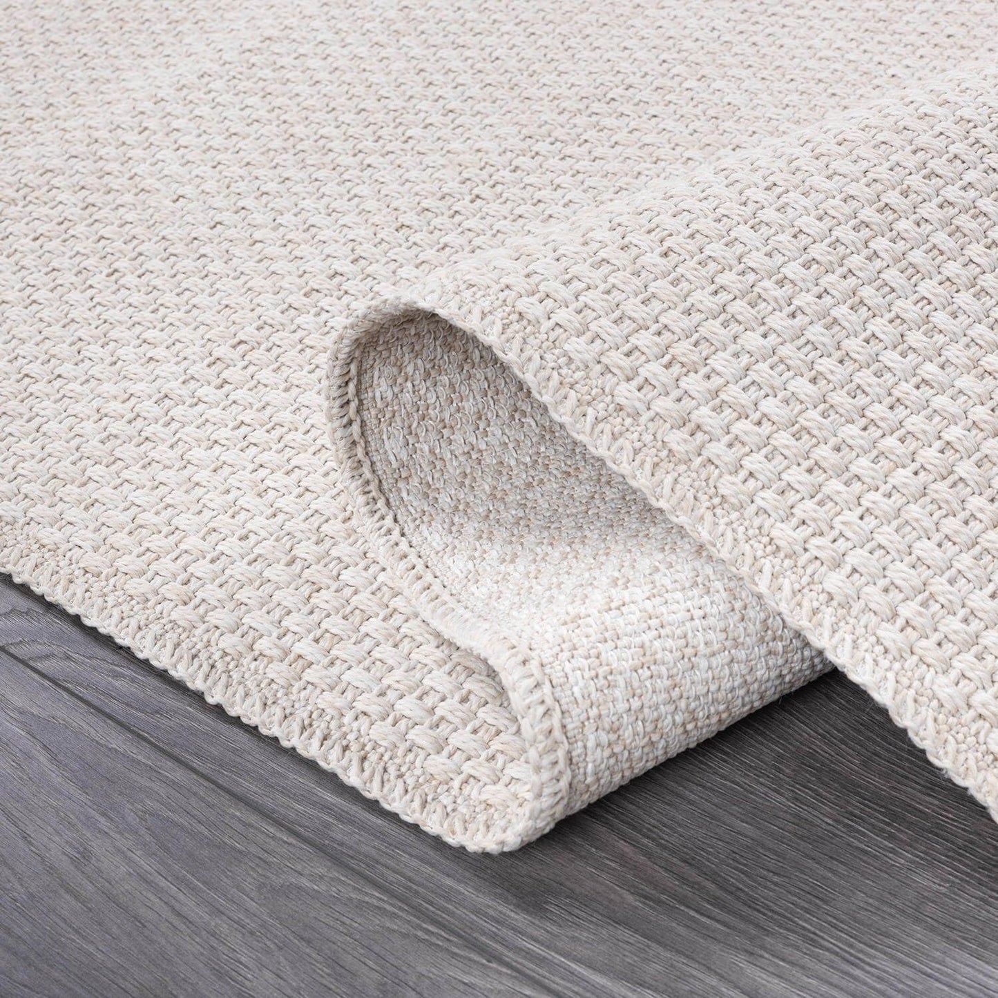 CAMILSON Easy Jute Rug 6x9, Indoor Outdoor Off-White Farmhouse Area Rugs for Living Room Patio and Kitchen Rug, Solid Woven Design, Easy-Cleaning, Washable Outside Carpet Alfombras (6 x 9)