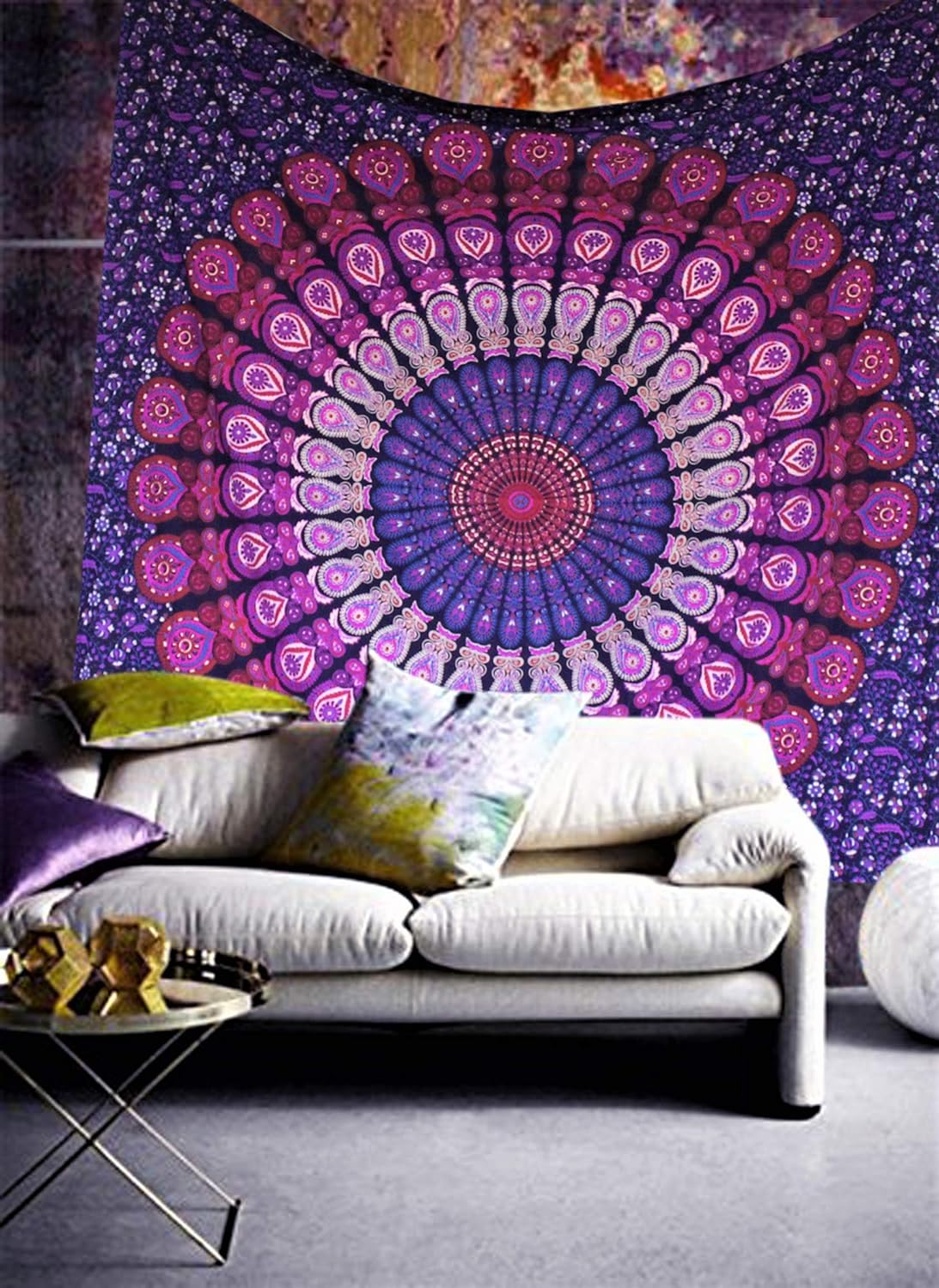 raajsee Purple Tapestry- Best Mandala Wall Hanging- Bedding Tapestry For Bedroom Aesthetic-Size TWIN 140 X 210 CMS