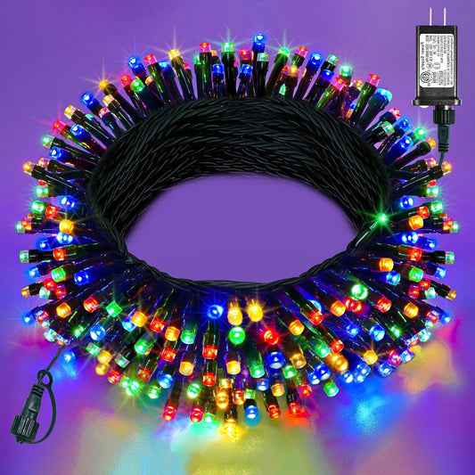 40FT 120 LED Christmas Lights Outdoor, Green Wire Christmas Tree Lights with 8 Modes & Waterproof, Connectable Plug in String Light for Indoor Bedroom Yard Party Wedding Decorations, Multicolor