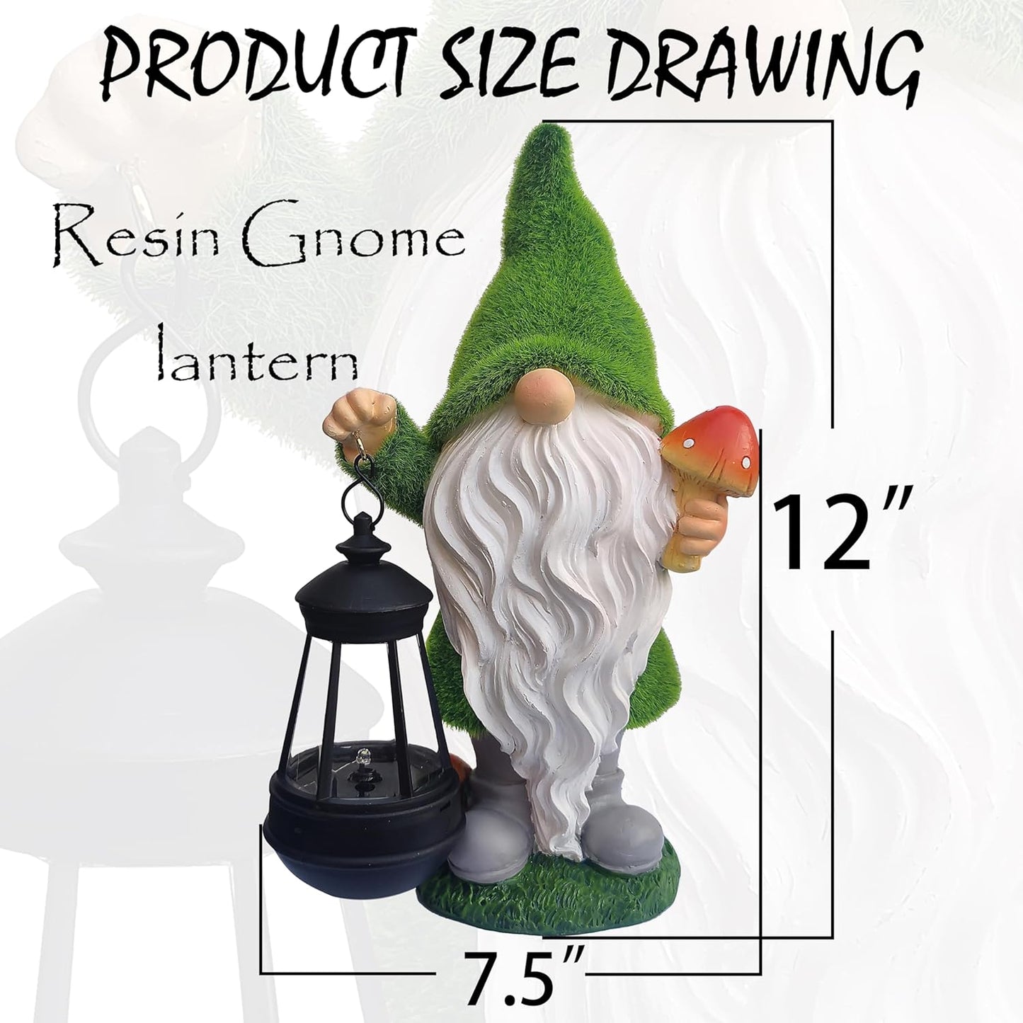 Solar Gnomes Garden Statues,Resin Gnome Figurine Holding Mushroom and Solar Lights Lantern,Outdoor Yard Art Decorations for Garden Patio Lawn