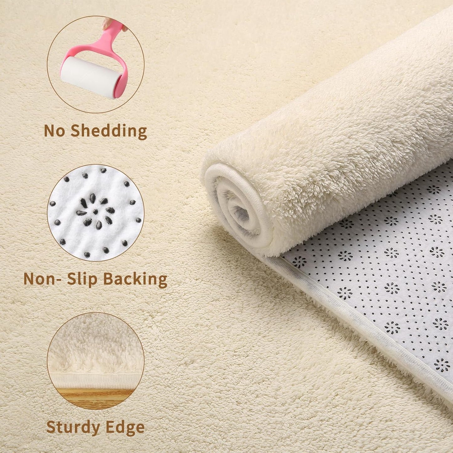 Sour Lemon 6x9 Soft Fluffy Machine Washable Non Slip Carpet Rugs for Living Room, Bedroom, Playroom, Kid's Room - Fluffy Home Decor