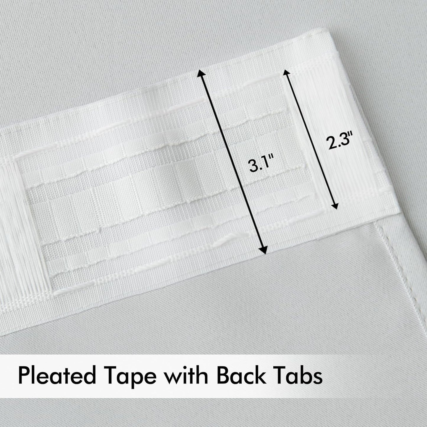 MIULEE Back Tab Light Blocking Curtains 102 Inch Long 2 Panels Set for Living Room Bedroom, Greyish White Rod Pocket/Pinch Pleated Thermal Insulated Room Darkening Floor to Ceiling Blackout Drapes