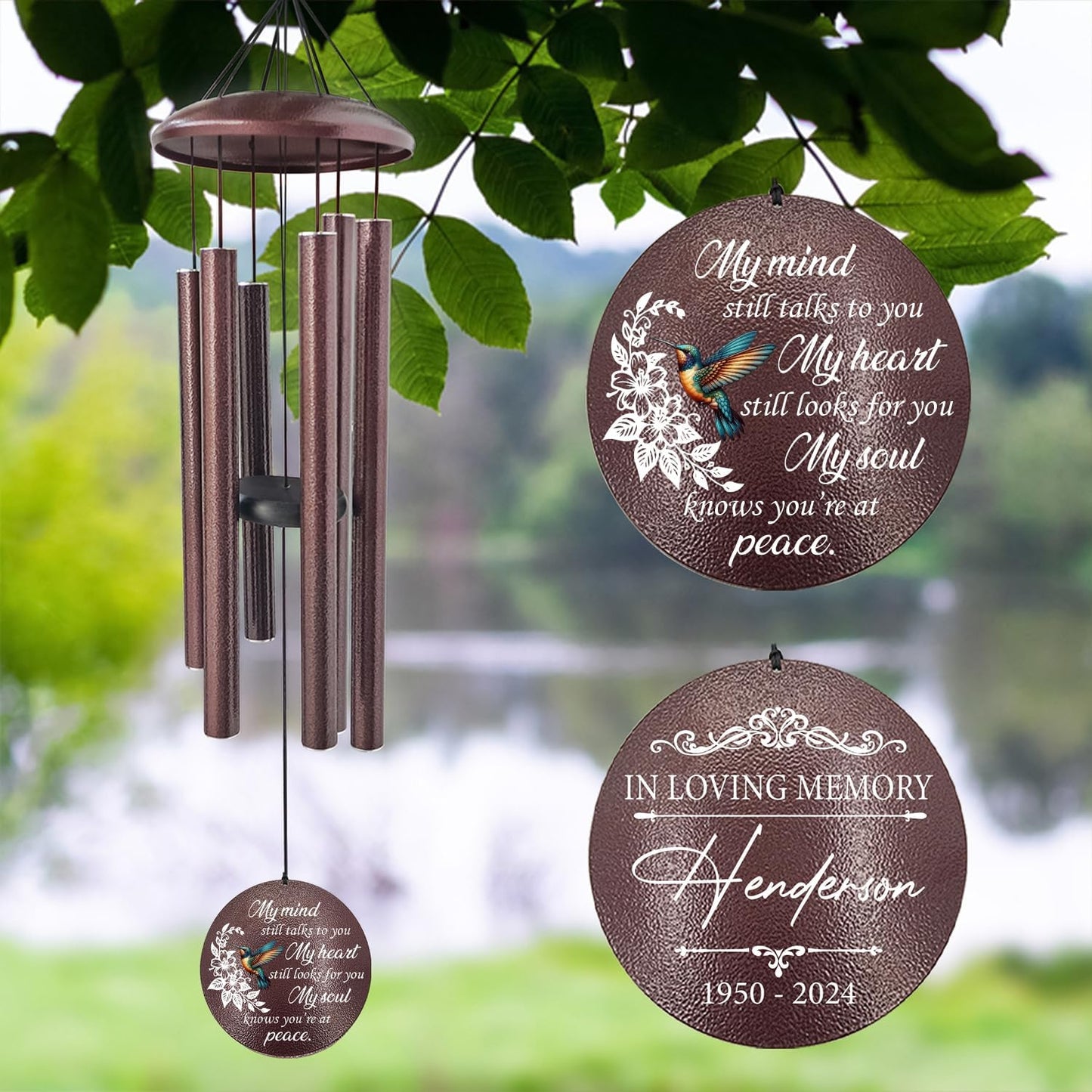 ASTARIN 36" Large Deep Tone Personalized Sympathy Wind Chimes, Memorial Wind Chime for Loss of Mother Father Loved One, Bereavement Gifts Decor Outdoor Patio Garden Graveyard