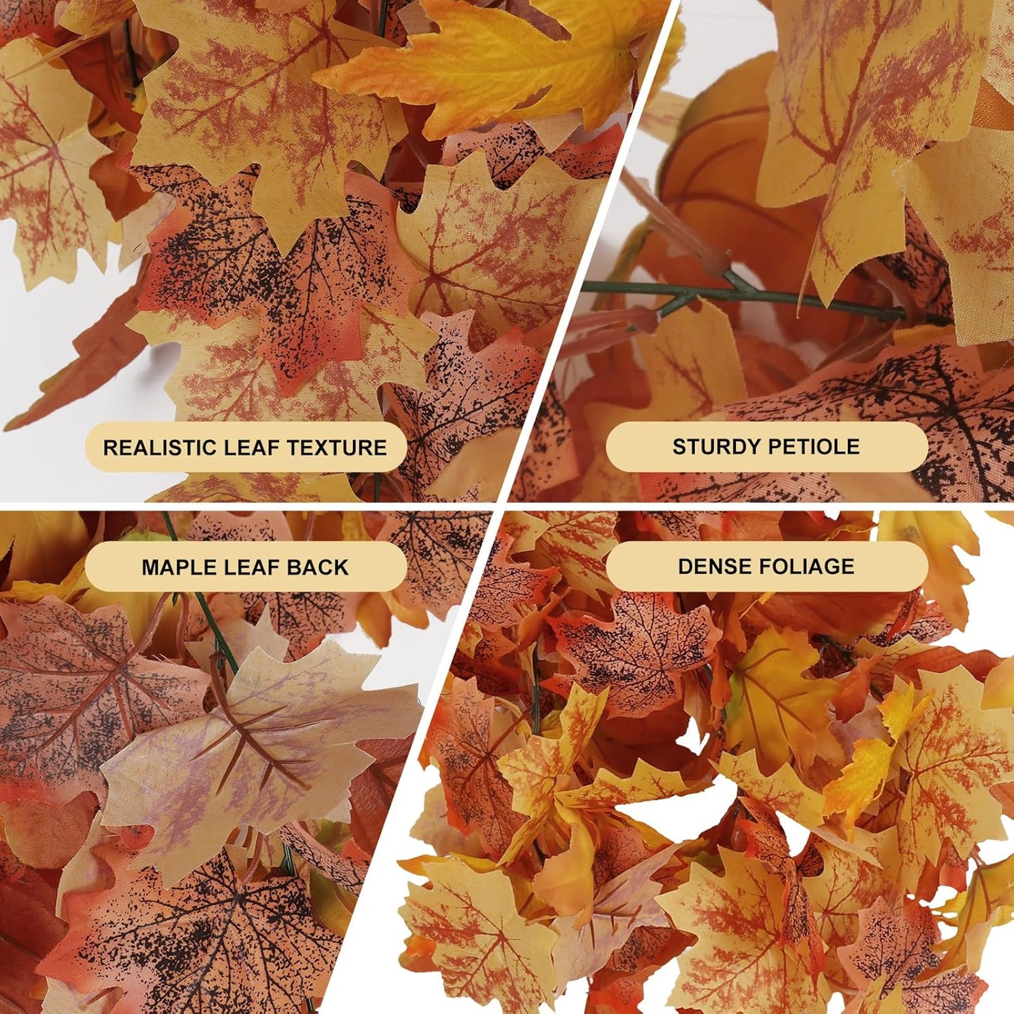 RECUTMS Fall Leaves Fall Decorations for Home Clearance Fall Decor Leaf Fall Decorations Fall Decorations for Home Thanksgiving Decorations Hanging Plants Indoor Artificial Wall Decor(Orange)