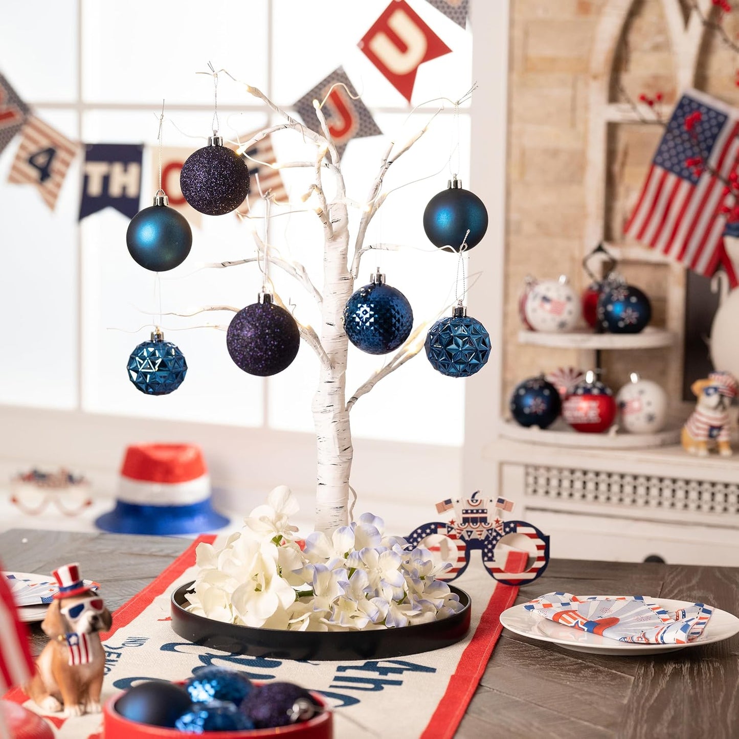 Valery Madelyn Christmas Tree Decorations Ornament Set for Fall Halloween, 50ct 2 Inches Navy Blue Shatterproof Christmas Ball Ornaments Hanging Xmas Holiday Party Decor