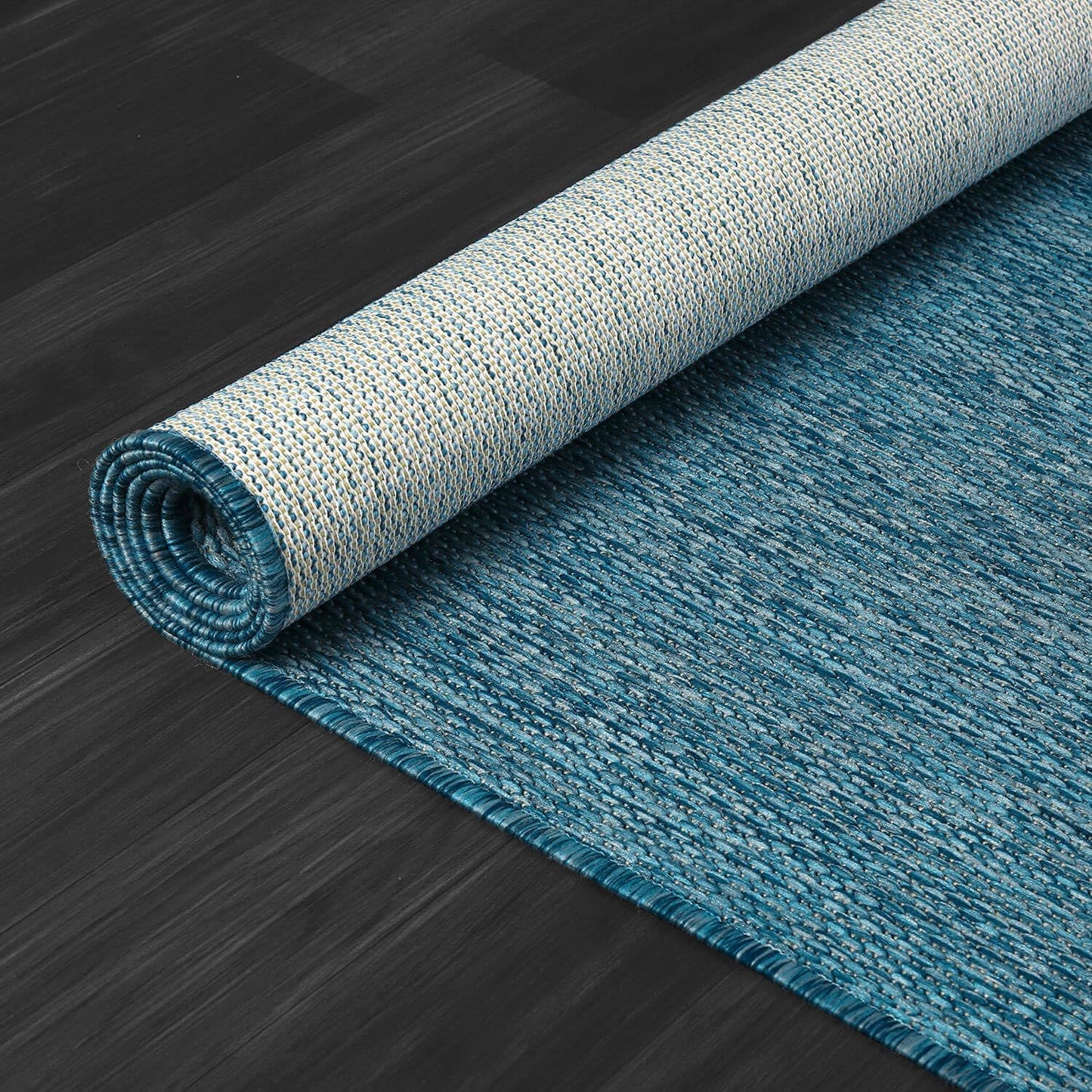 CAMILSON Outdoor Rug 6x9 Modern Area Rugs for Indoor and Outdoor Patios and Porches - Waterproof, Washable, Non-Shedding, Easy-to-Clean Outside Carpet (6 x 9, Solid - Aqua)